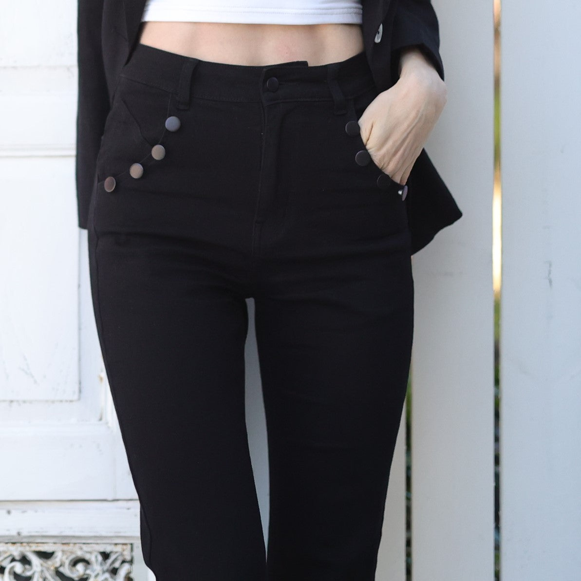 Raven Black Flare Jeans